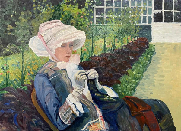 《坐在花園裏的女人》2021年 60×80cm 俞燁